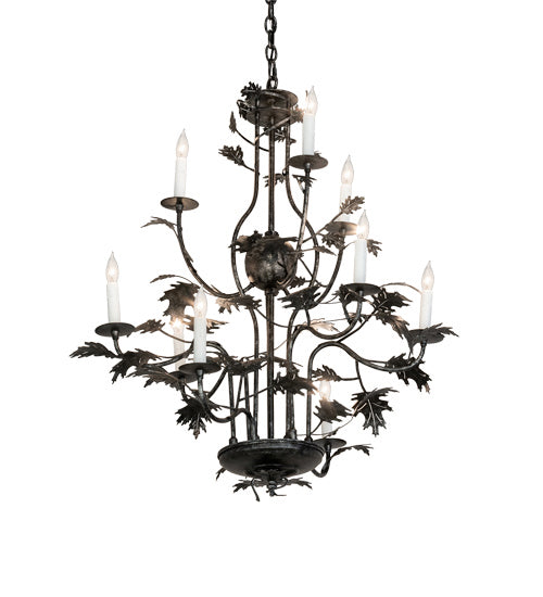 Meyda Tiffany - 232381 - Nine Light Chandelier - Oak Leaf - Gunmetal