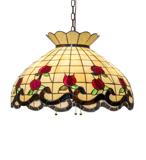 Meyda Tiffany - 232772 - Three Light Pendant - Roseborder - Mahogany Bronze