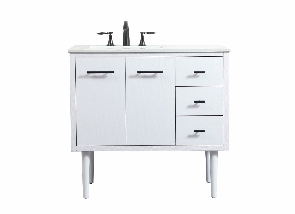 Elegant Lighting - VF48036MWH - Single Bathroom Vanity - Cyrus - White