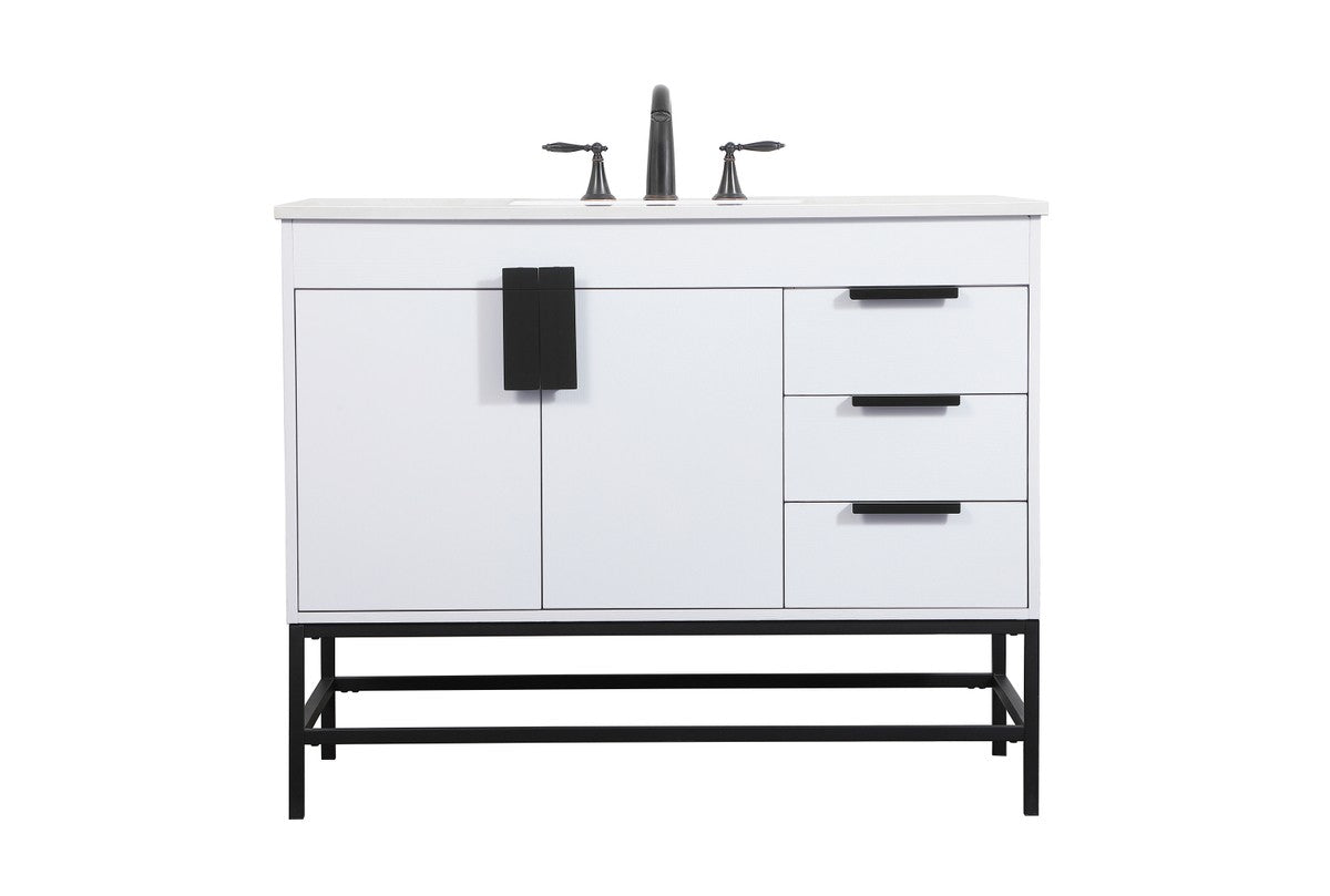 Elegant Lighting - VF48842MWH - Single Bathroom Vanity - Eugene - White