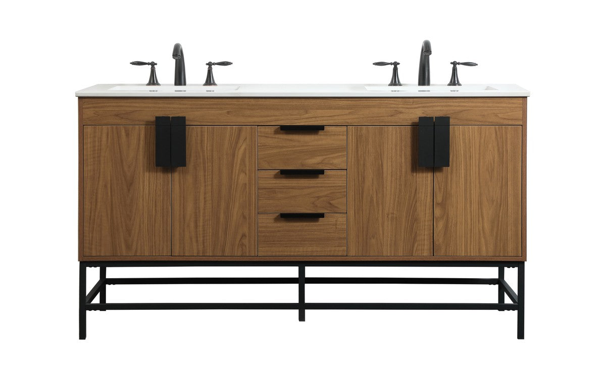 Elegant Lighting - VF48860DWB - Double Bathroom Vanity - Eugene - Walnut Brown