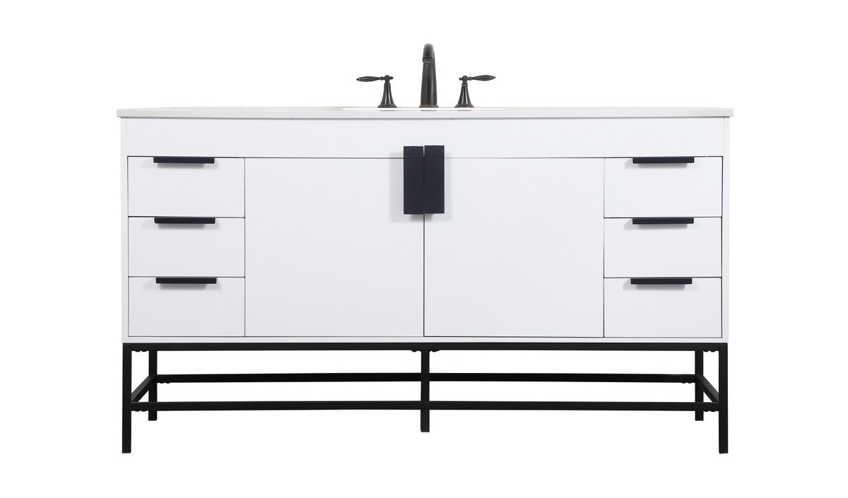 Elegant Lighting - VF48860MWH - Single Bathroom Vanity - Eugene - White