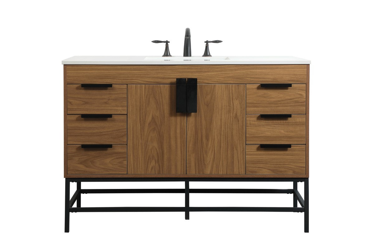 Elegant Lighting - VF488W48WB - Single Bathroom Vanity - Eugene - Walnut Brown