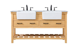 Elegant Lighting - VF60160DNW - Double Bathroom Vanity - Clement - Natural Wood