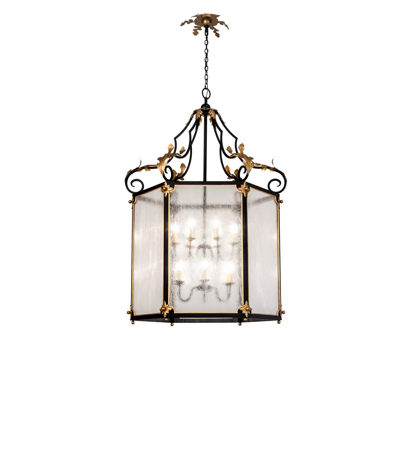 Meyda Tiffany - 234527 - 12 Light Pendant - Ganser - Solar Black / Gold