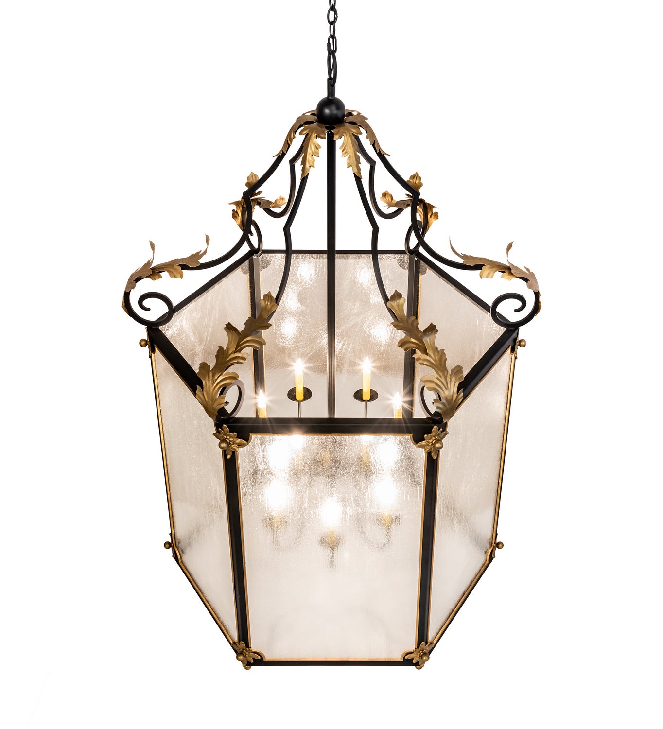 Meyda Tiffany - 234527 - 12 Light Pendant - Ganser - Solar Black / Gold