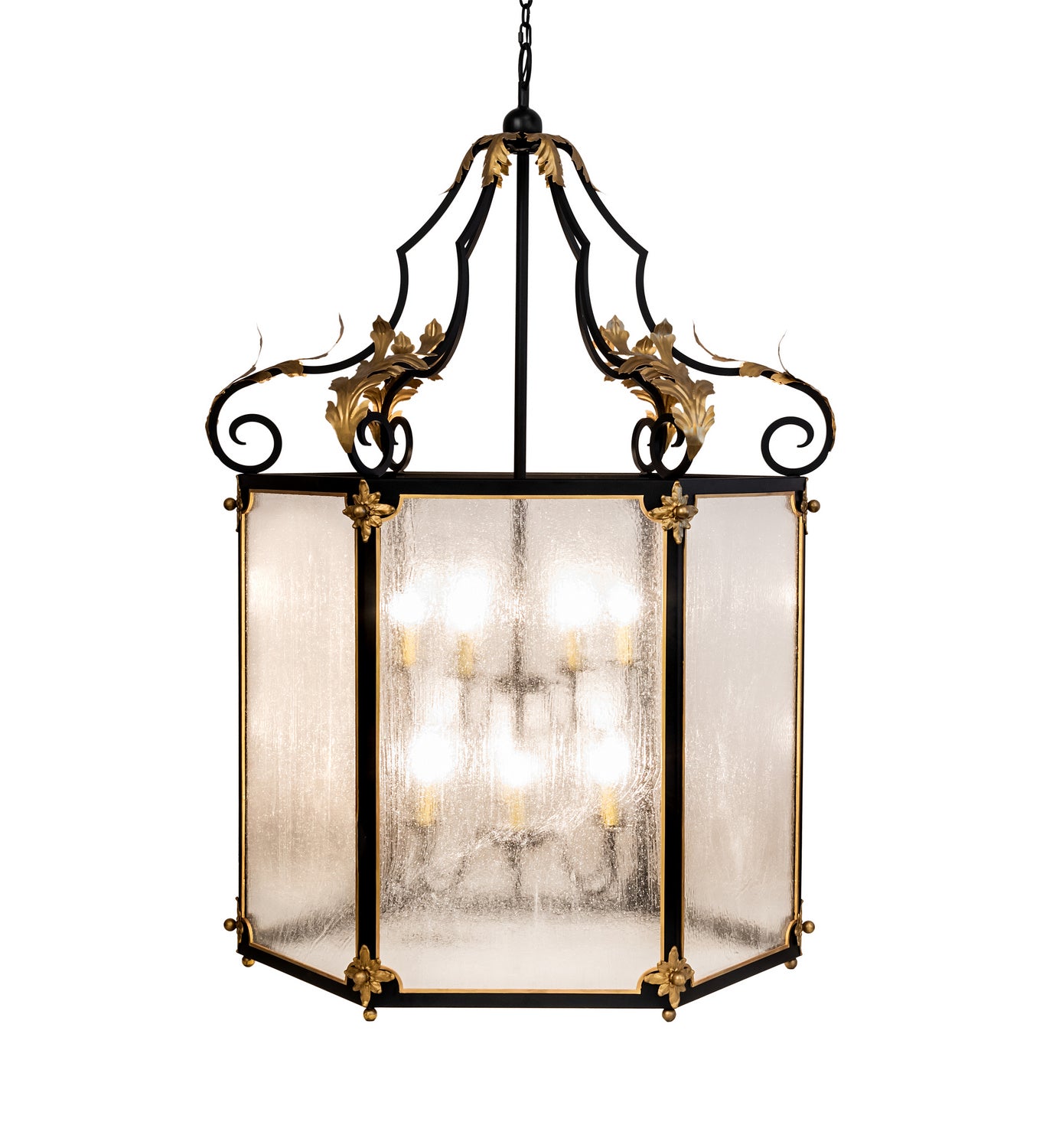 Meyda Tiffany - 234527 - 12 Light Pendant - Ganser - Solar Black / Gold