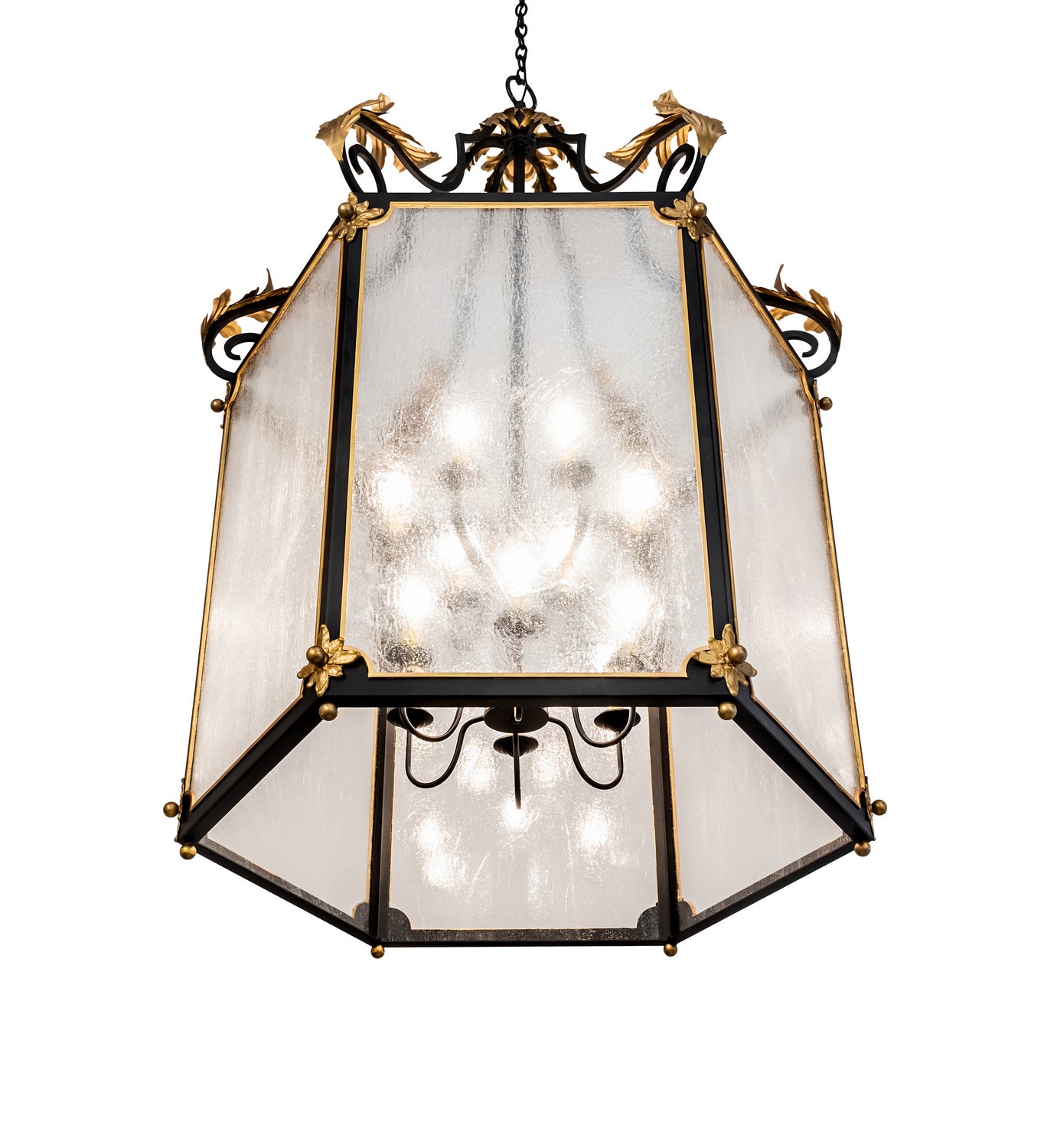 Meyda Tiffany - 234527 - 12 Light Pendant - Ganser - Solar Black / Gold