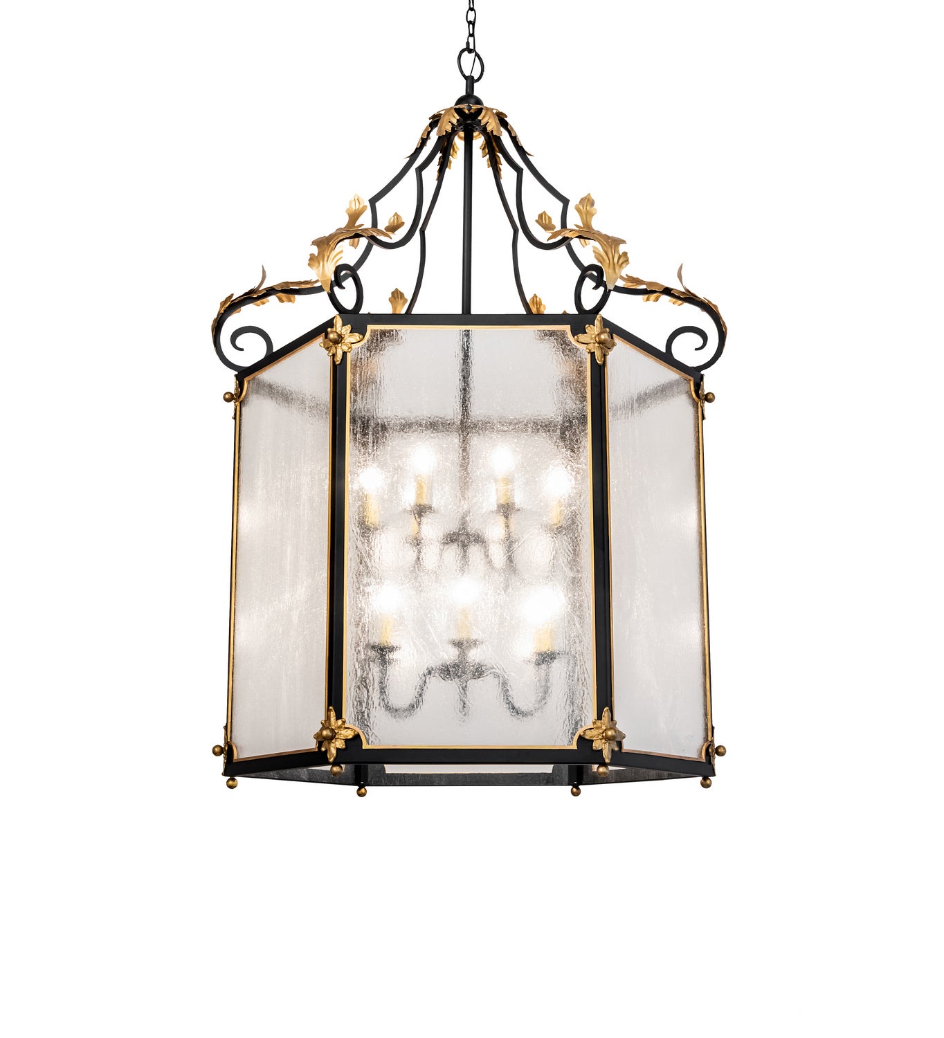 Meyda Tiffany - 234527 - 12 Light Pendant - Ganser - Solar Black / Gold