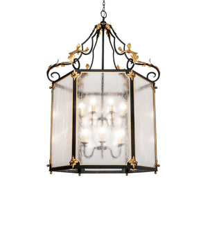 Meyda Tiffany - 234527 - 12 Light Pendant - Ganser - Solar Black / Gold