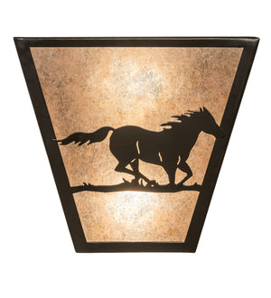 Meyda Tiffany - 235509 - Two Light Wall Sconce - Running Horses - Timeless Bronze