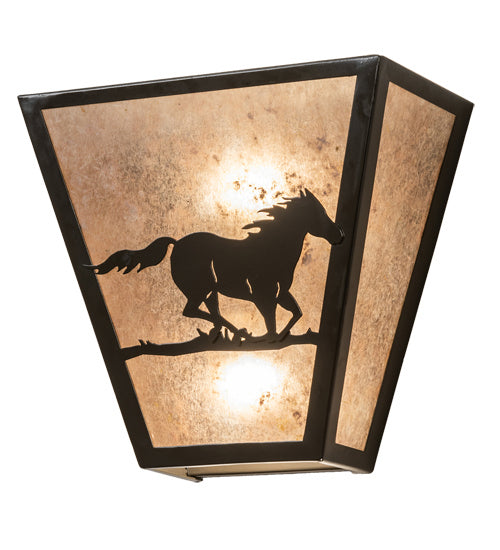 Meyda Tiffany - 235509 - Two Light Wall Sconce - Running Horses - Timeless Bronze