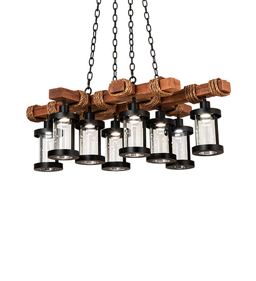 Meyda Tiffany - 237422 - LED Chandelier - Wood Beam - Textured Black/American Walnut