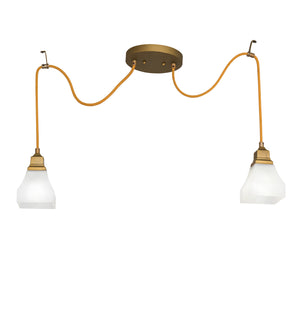 Meyda Tiffany - 237611 - Two Light Pendant - Castiliolite - Matte Buttered Brass