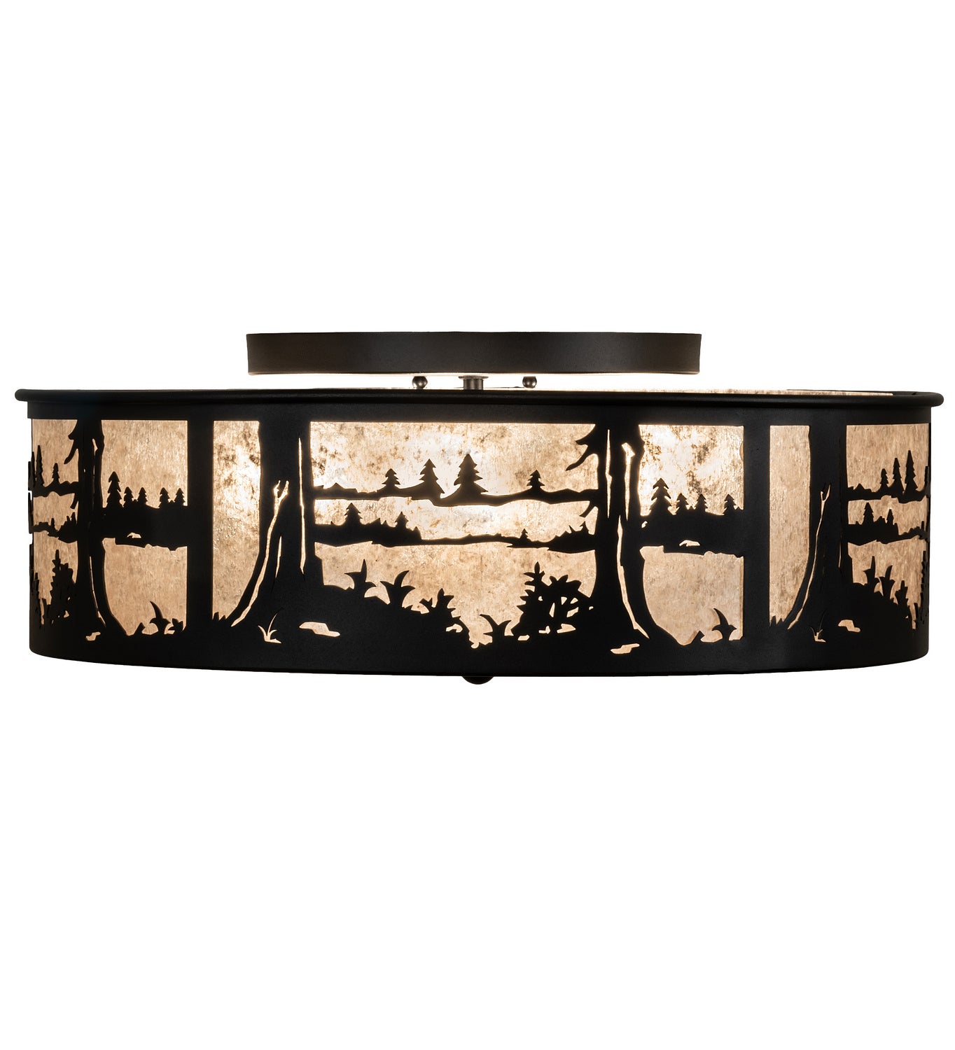 Meyda Tiffany - 237711 - Two Light Flushmount - Quiet Pond - Textured Black