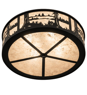 Meyda Tiffany - 237711 - Two Light Flushmount - Quiet Pond - Textured Black