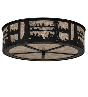 Meyda Tiffany - 237711 - Two Light Flushmount - Quiet Pond - Textured Black