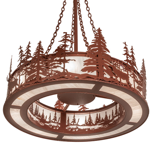 Meyda Tiffany - 238683 - Eight Light Pendant - Elk At Dusk - Rust