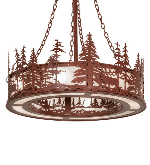 Meyda Tiffany - 238683 - Eight Light Pendant - Elk At Dusk - Rust