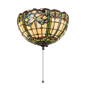 Meyda Tiffany - 240007 - Three Light Fan Light - Tiffany Dragonfly - Mahogany Bronze