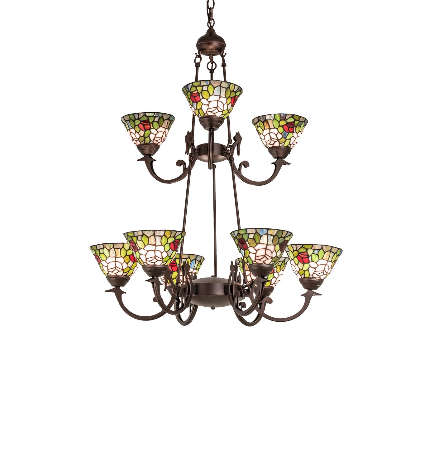 Meyda Tiffany - 241038 - Nine Light Chandelier - Tiffany Roman - Mahogany Bronze