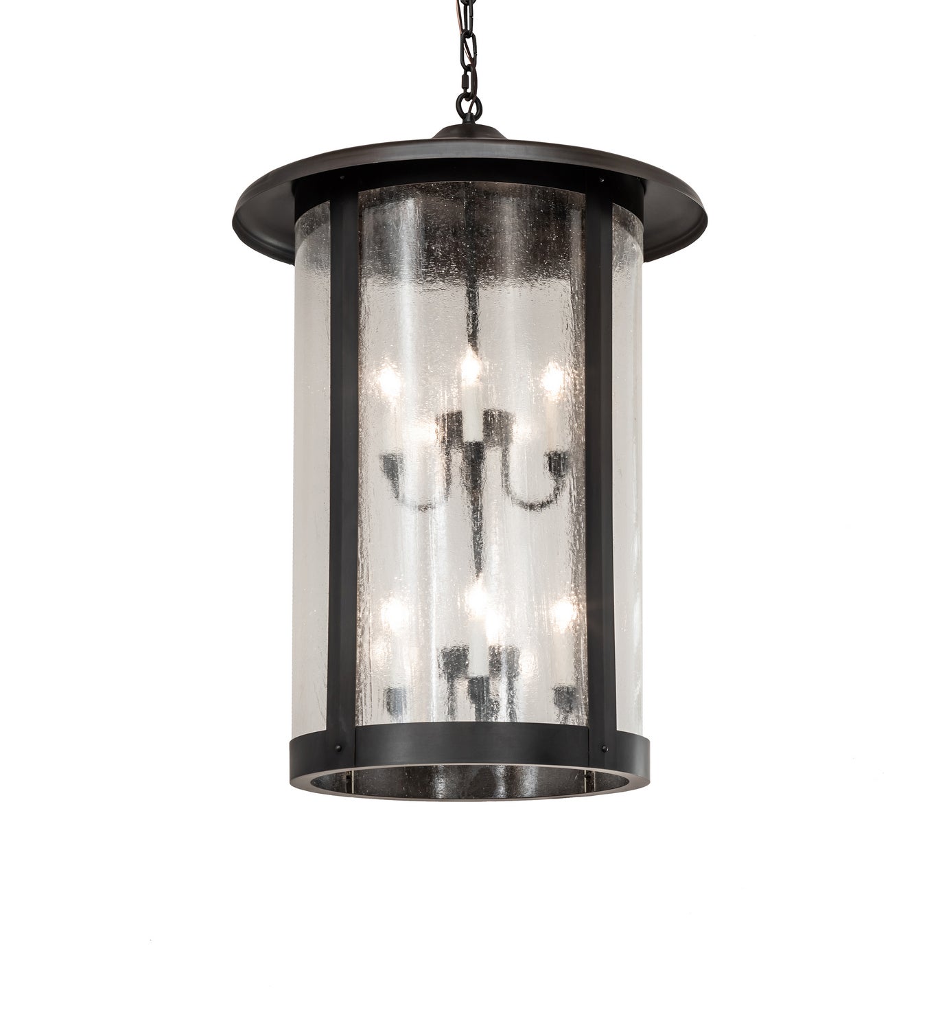 Meyda Tiffany - 241067 - Eight Light Pendant - Fulton - Craftsman Brown On Brass