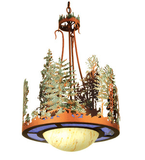 Meyda Tiffany - 241414 - Three Light Pendant - Pine Lake - Rust W/ Green Trees