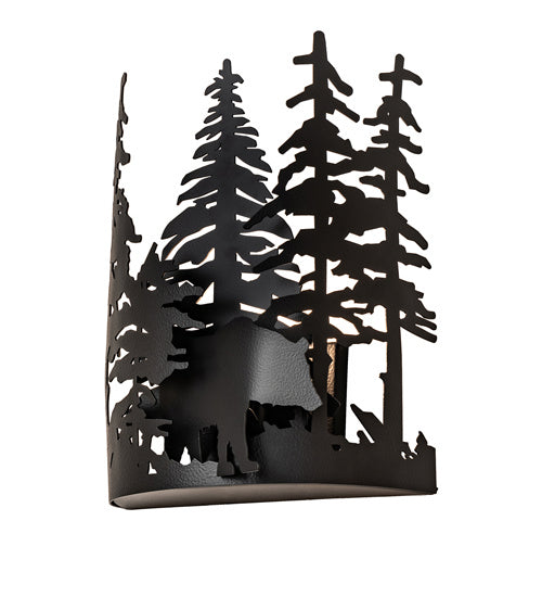 Meyda Tiffany - 241558 - One Light Wall Sconce - Bear Through The Trees - Black Satin Wrought Iron