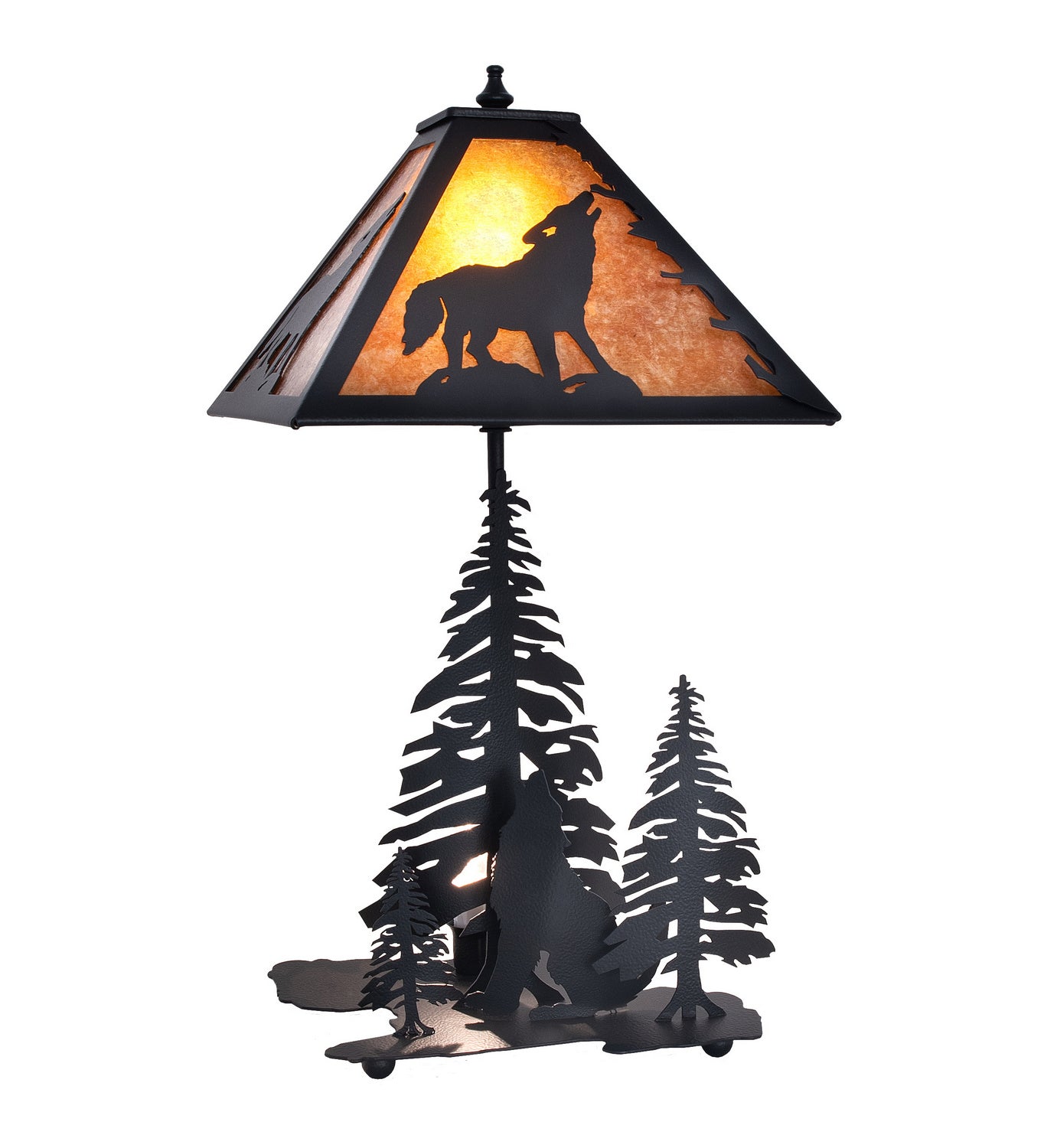 Meyda Tiffany - 242540 - Two Light Table Lamp - Wolf At Dawn - Black Metal