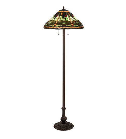 Meyda Tiffany - 242786 - Three Light Floor Lamp - Tiffany Dragonfly - Mahogany Bronze