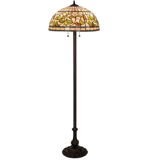 Meyda Tiffany - 242797 - Three Light Floor Lamp - Tiffany Turning Leaf - Mahogany Bronze