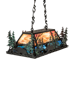 Meyda Tiffany - 242848 - Six Light Pendant - Moose Through The Trees - Textured Black/Green Trees