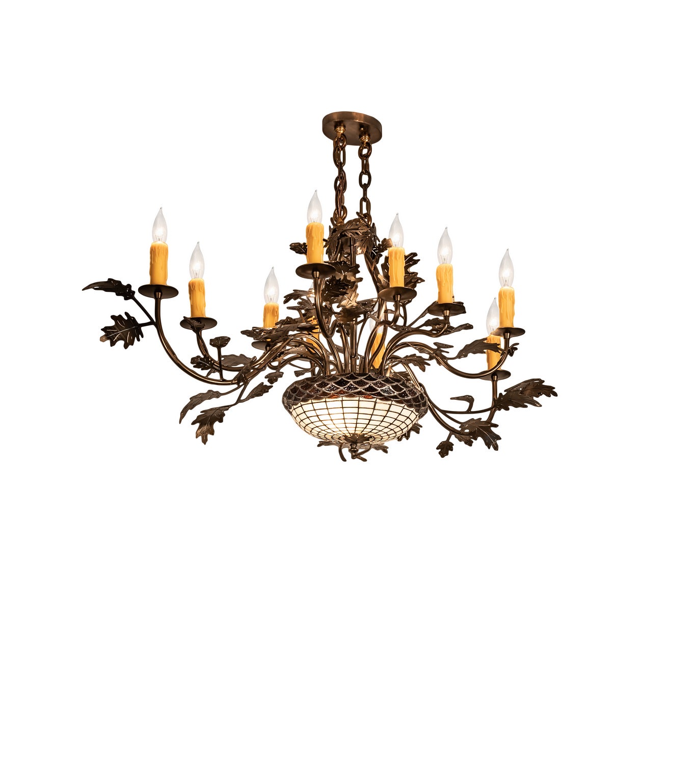 Meyda Tiffany - 244304 - 12 Light Chandelier - Greenbriar Oak - Antique Copper