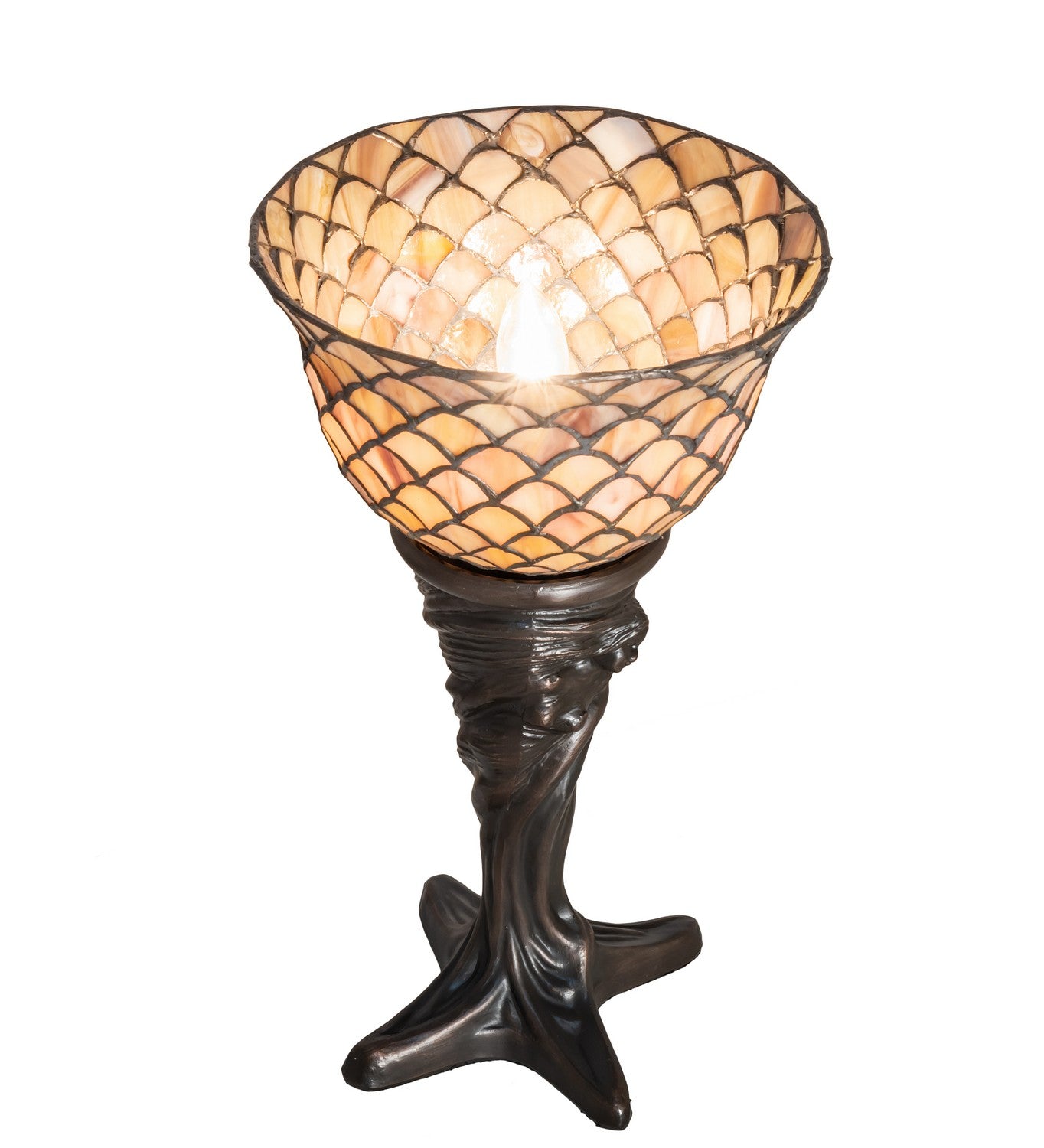 Meyda Tiffany - 244877 - One Light Mini Lamp - Tiffany Fishscale - Mahogany Bronze