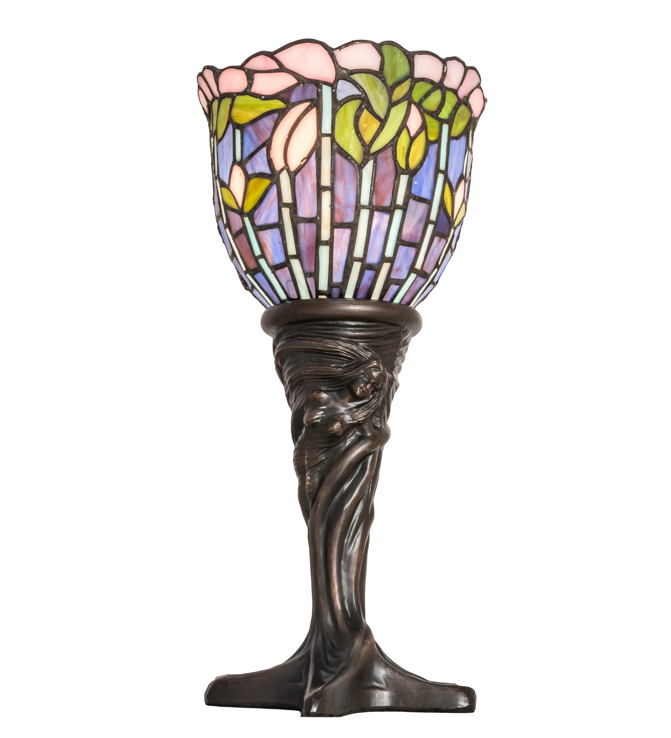 Meyda Tiffany - 244885 - One Light Mini Lamp - Tiffany Flowering Lotus - Mahogany Bronze