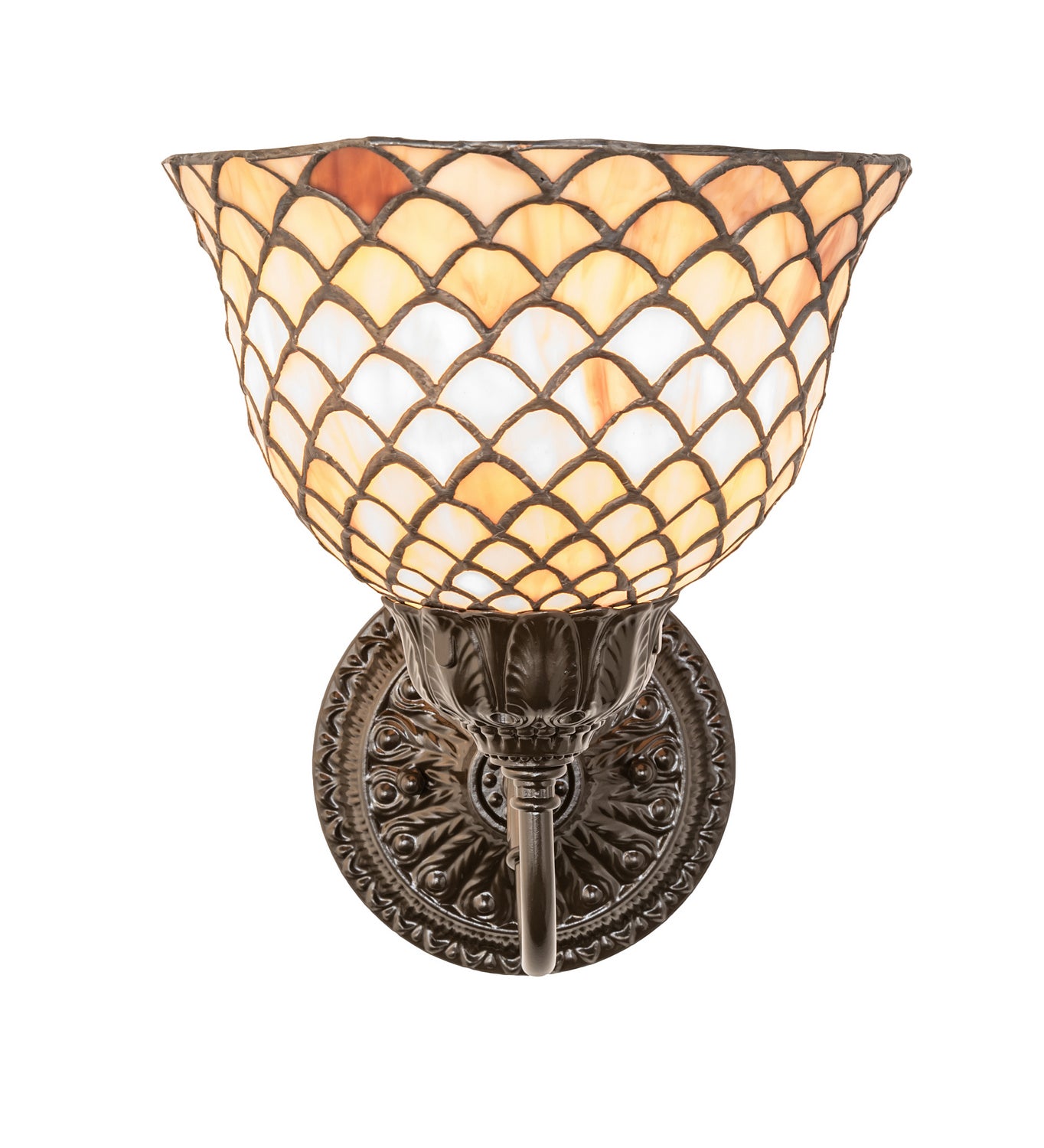 Meyda Tiffany - 245428 - One Light Wall Sconce - Tiffany Fishscale - Mahogany Bronze