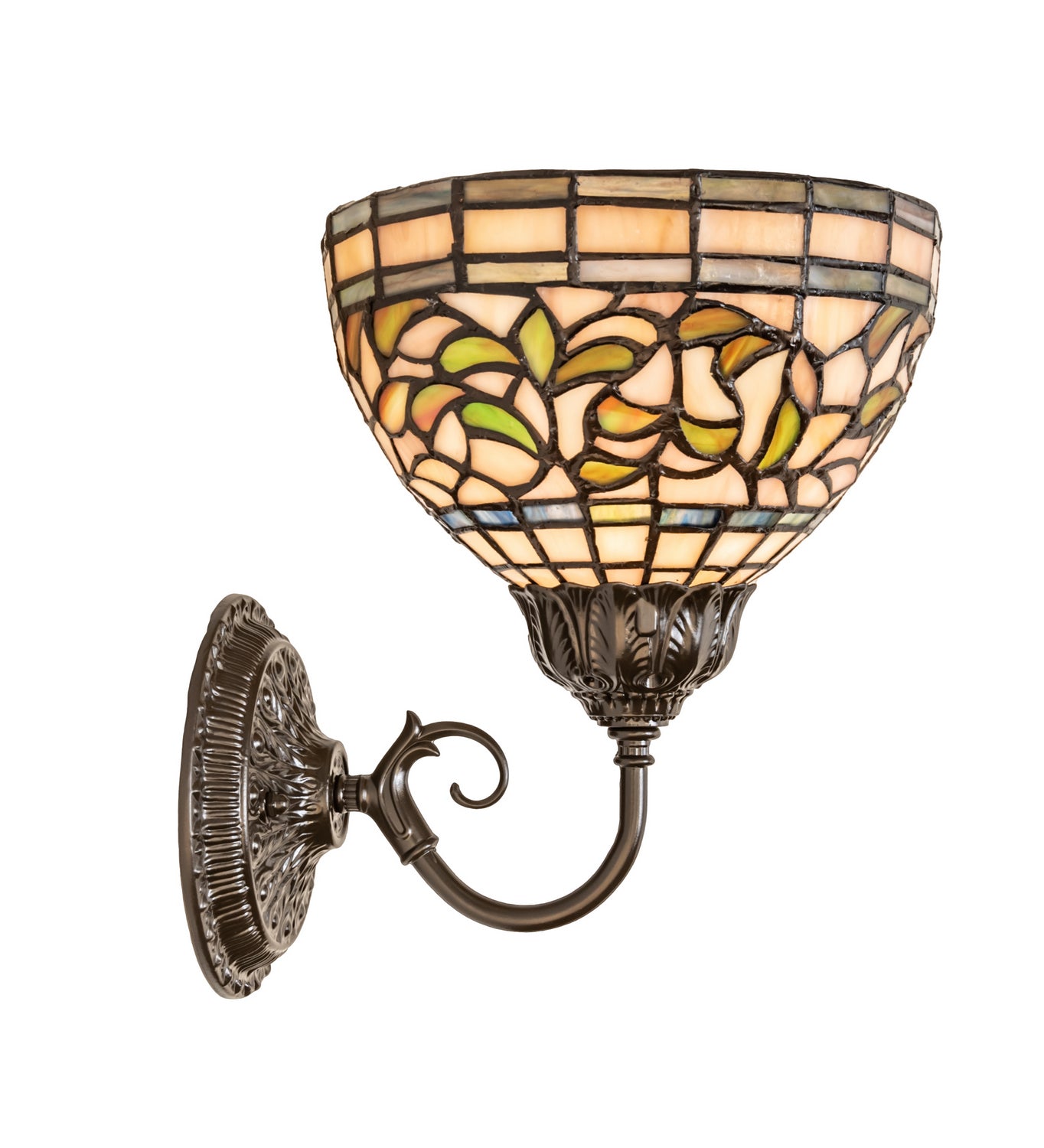 Meyda Tiffany - 245439 - One Light Wall Sconce - Tiffany Turning Leaf - Mahogany Bronze