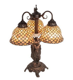 Meyda Tiffany - 245477 - Three Light Table Lamp - Tiffany Fishscale - Mahogany Bronze