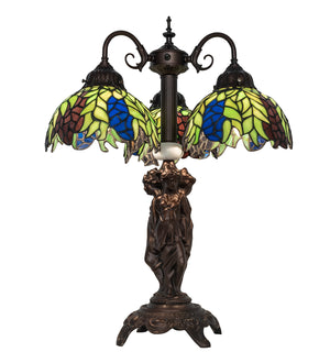 Meyda Tiffany - 245478 - Three Light Table Lamp - Tiffany Honey Locust - Mahogany Bronze