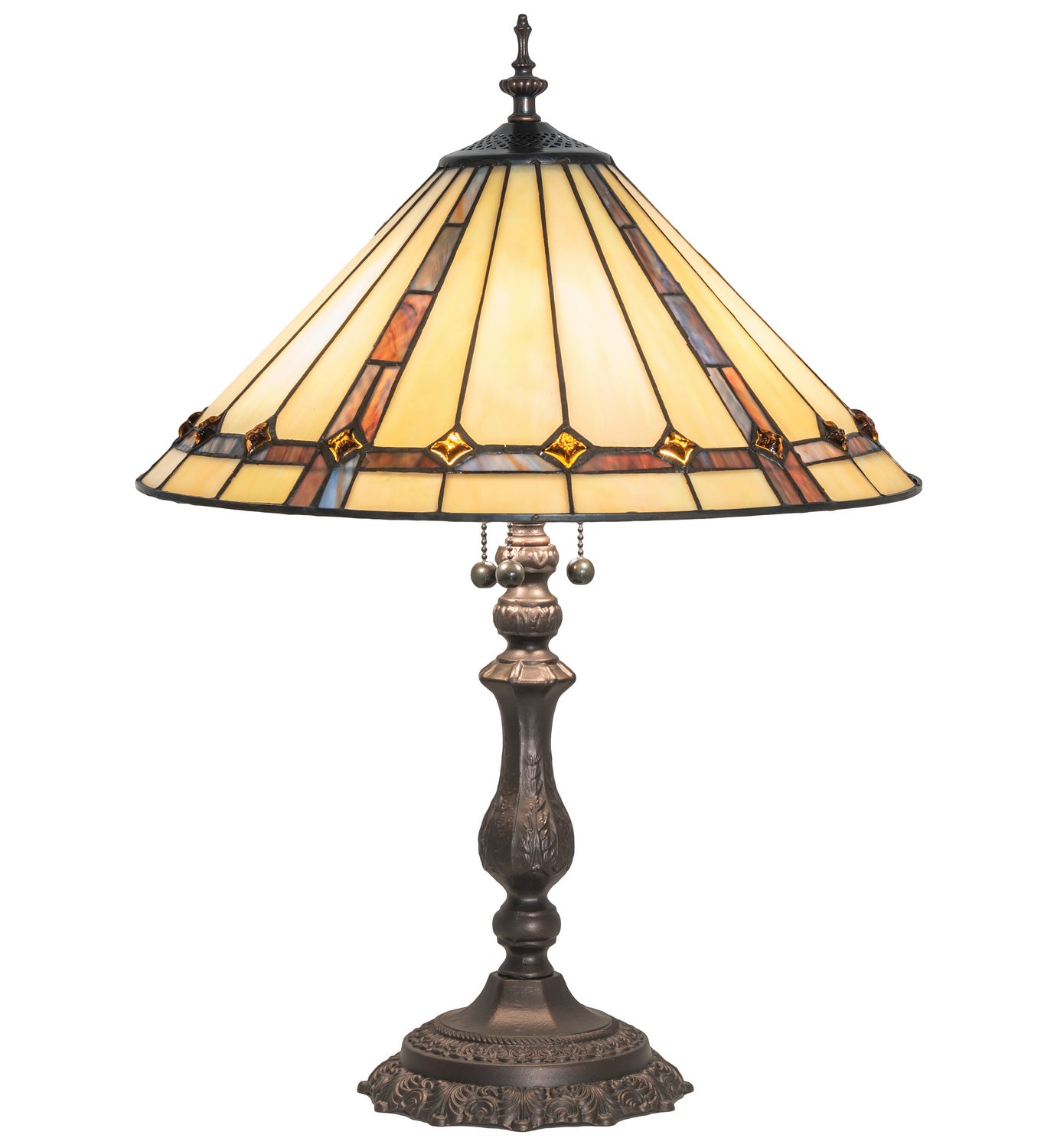 Meyda Tiffany - 245630 - Three Light Table Lamp - Belvidere - Mahogany Bronze