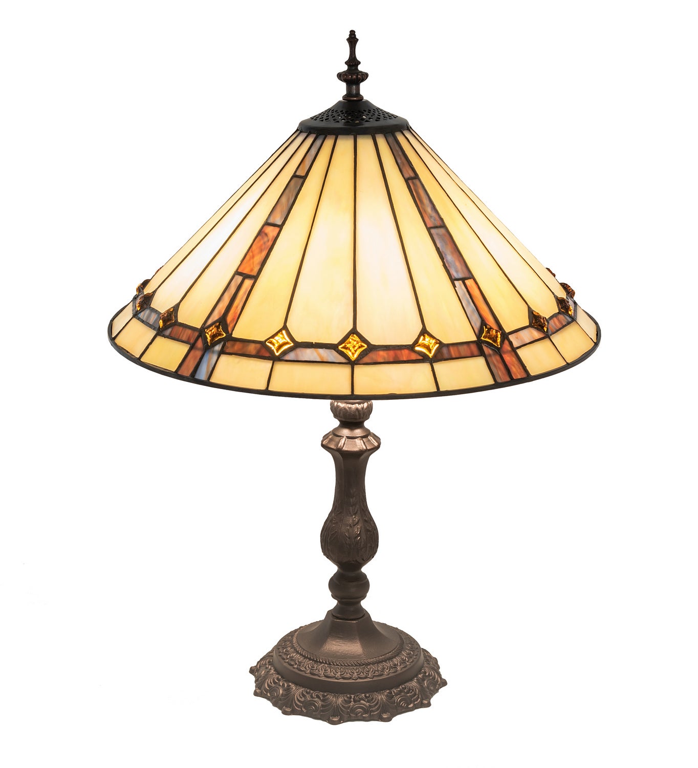 Meyda Tiffany - 245630 - Three Light Table Lamp - Belvidere - Mahogany Bronze