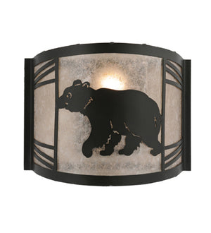 Meyda Tiffany - 247078 - One Light Wall Sconce - Happy Bear On The Loose - Textured Black