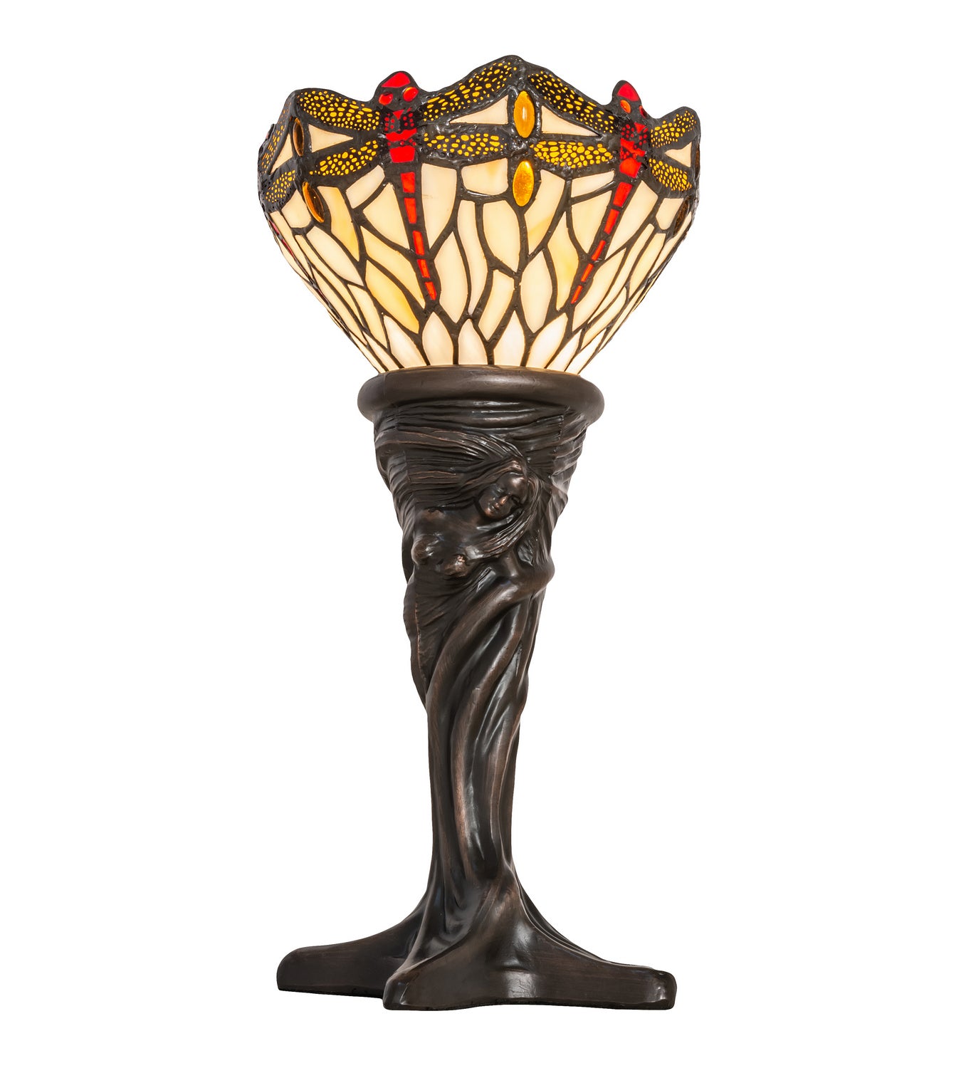 Meyda Tiffany - 247528 - One Light Mini Lamp - Tiffany Hanginghead Dragonfly - Mahogany Bronze