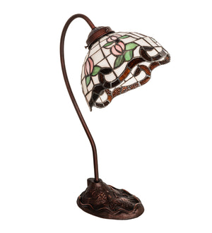 Meyda Tiffany - 247780 - One Light Desk Lamp - Roseborder - Mahogany Bronze