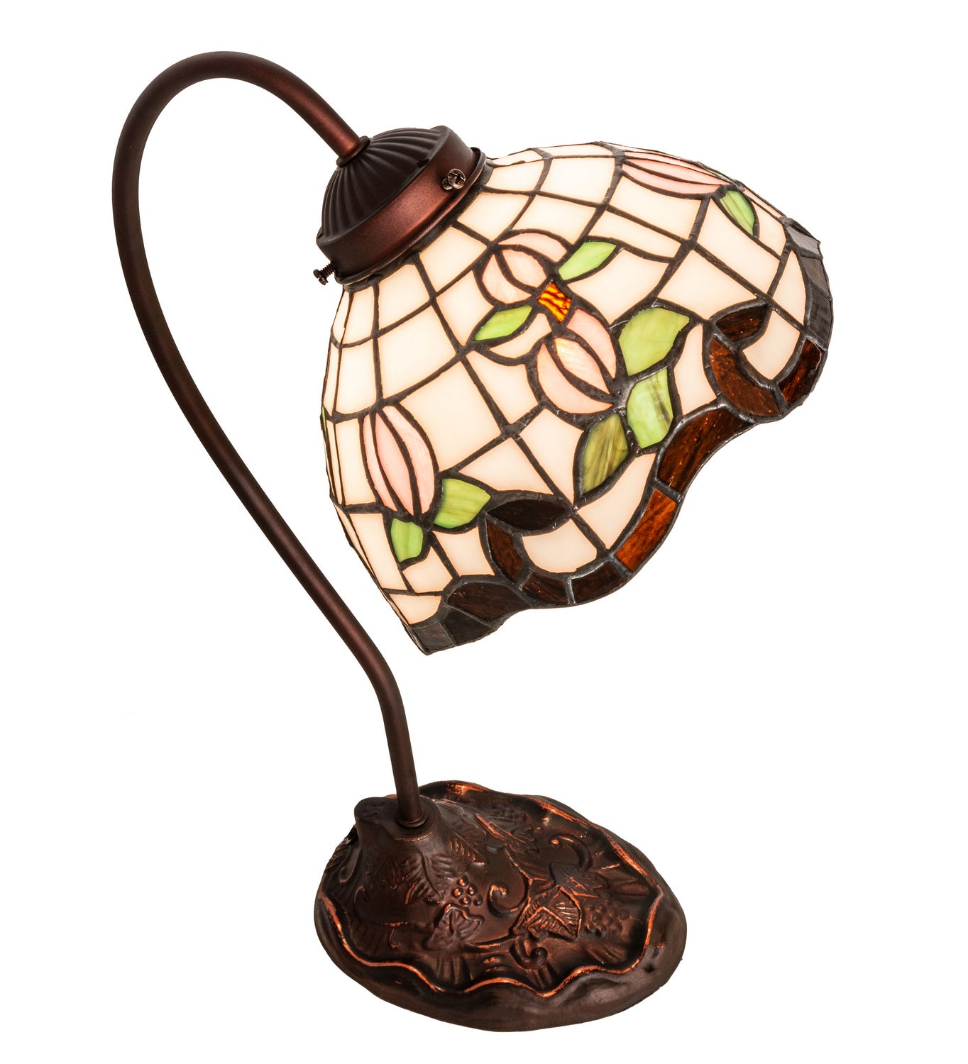 Meyda Tiffany - 247780 - One Light Desk Lamp - Roseborder - Mahogany Bronze