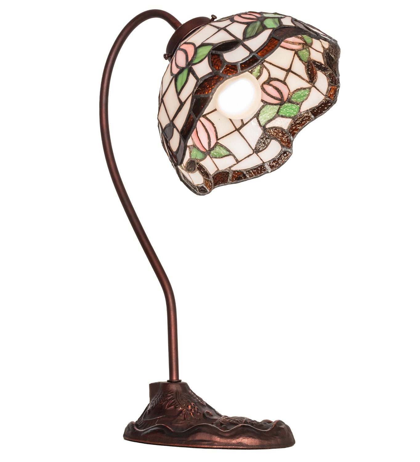 Meyda Tiffany - 247780 - One Light Desk Lamp - Roseborder - Mahogany Bronze