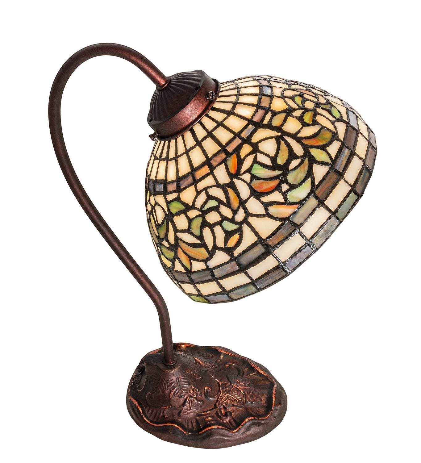 Meyda Tiffany - 247787 - One Light Desk Lamp - Tiffany Turning Leaf - Mahogany Bronze