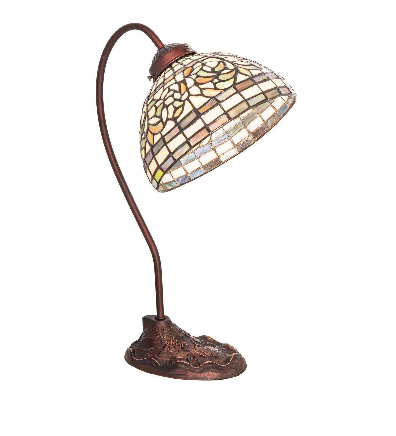 Meyda Tiffany - 247787 - One Light Desk Lamp - Tiffany Turning Leaf - Mahogany Bronze