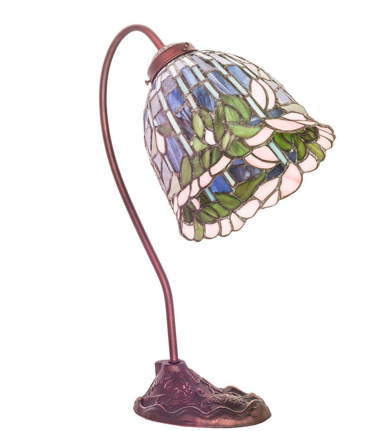 Meyda Tiffany - 247789 - One Light Desk Lamp - Tiffany Flowering Lotus - Mahogany Bronze