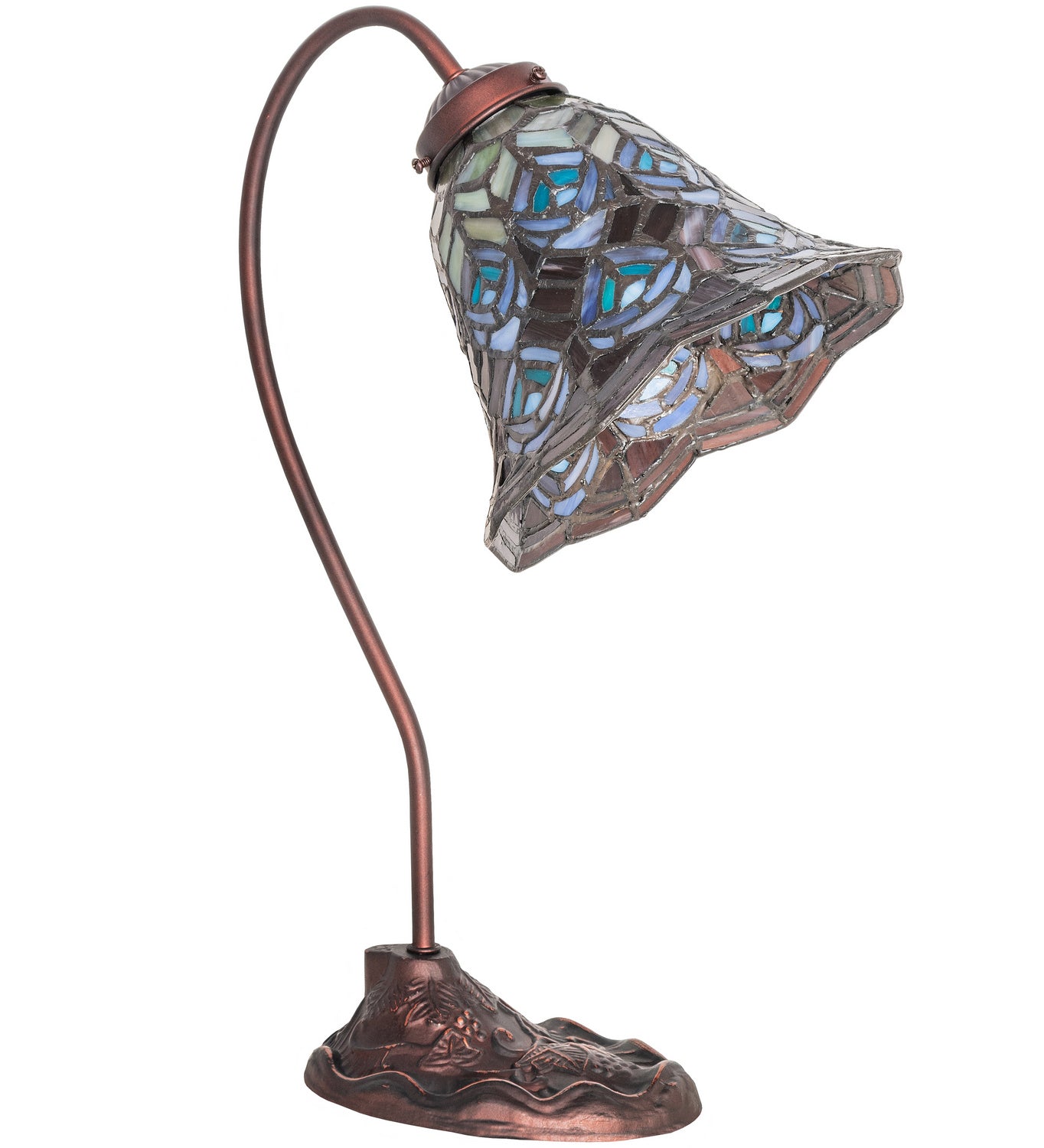 Meyda Tiffany - 247790 - One Light Desk Lamp - Tiffany Peacock Feather - Mahogany Bronze